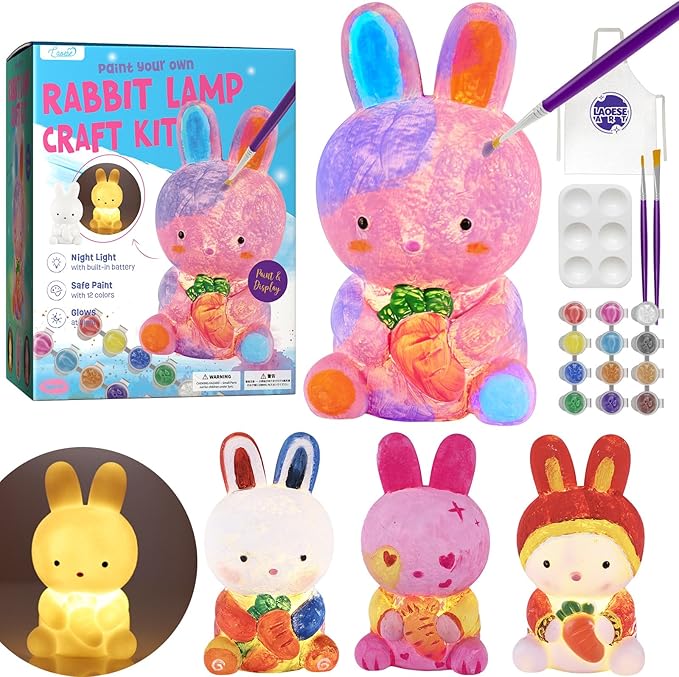Paint Your Own Bunny Lamp Kit, Art Supplies Arts & Crafts Kit, Painting kit for Kids 6-12